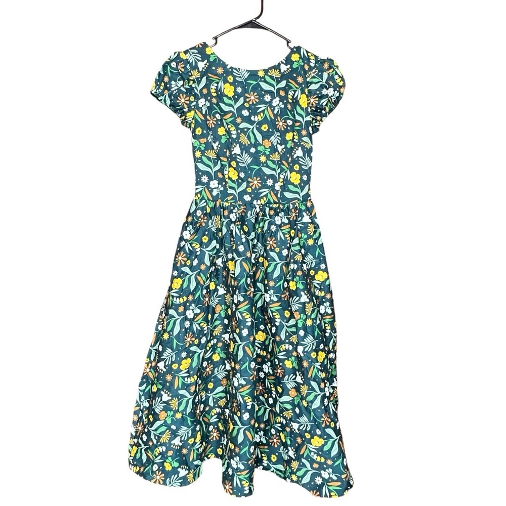 Modcloth Teal Floral Midi Dress with Yellow & White Blooms